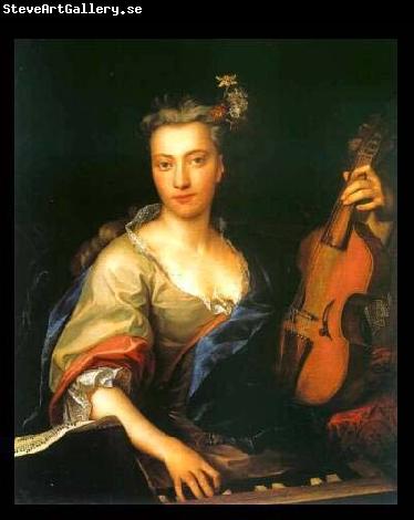 unknow artist Portrait of Young Woman Playing the Viola da Gamba